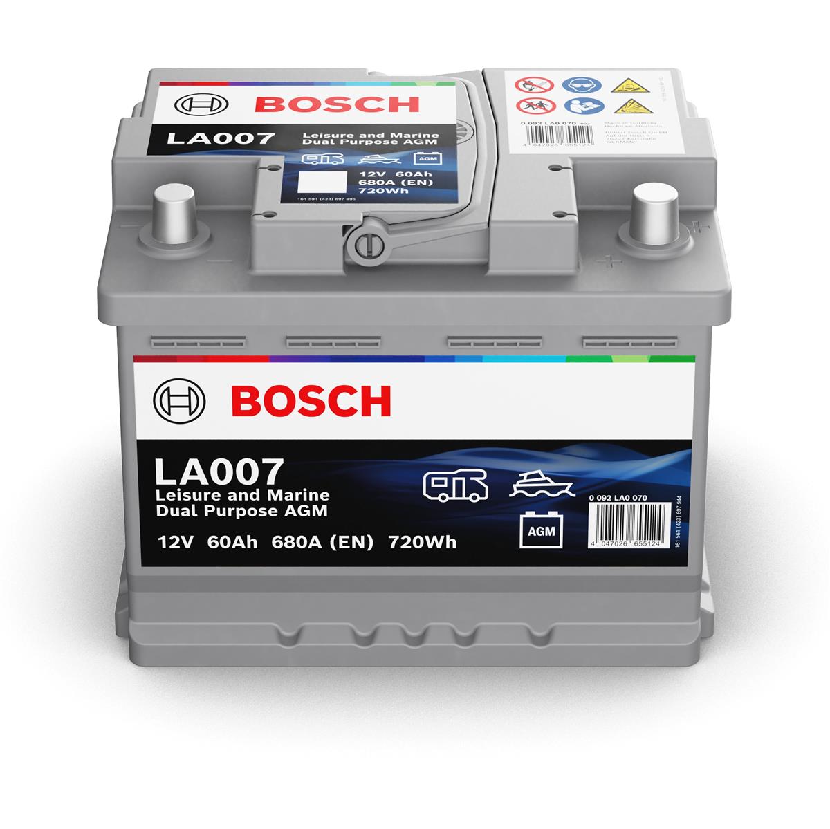 Bosch LA007 Dual AGM Starter-, Versorgungsbatteriebatterie 12V 60Ah 680A Bosch LA007 Dual AGM Starter-, Versorgungsbatteriebatterie 12V 60Ah 680A