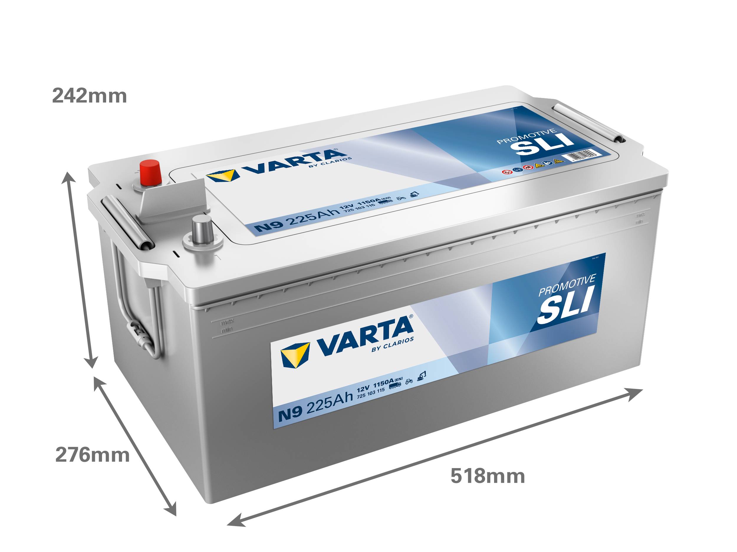 VARTA N9 ProMotive Super Heavy Duty 12V 225Ah 1150A LKW Batterie 725 103 115