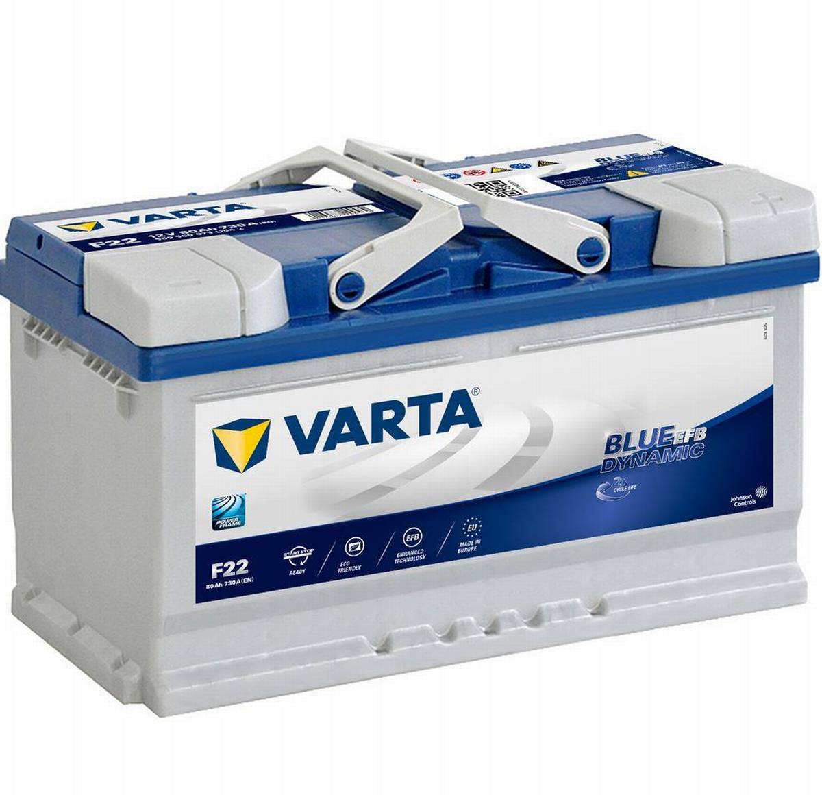 VARTA F22 Blue Dynamic EFB 12V 80Ah 730A Autobatterie Start-Stop 580 500 073