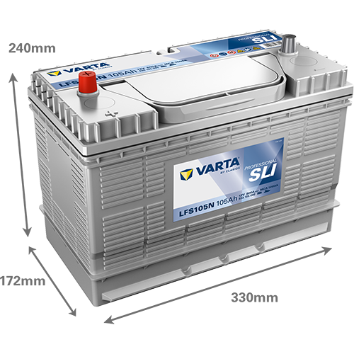 Varta LFS105N Professional Dual Purpose 12V 105Ah 800A 820 054 080 B91 2