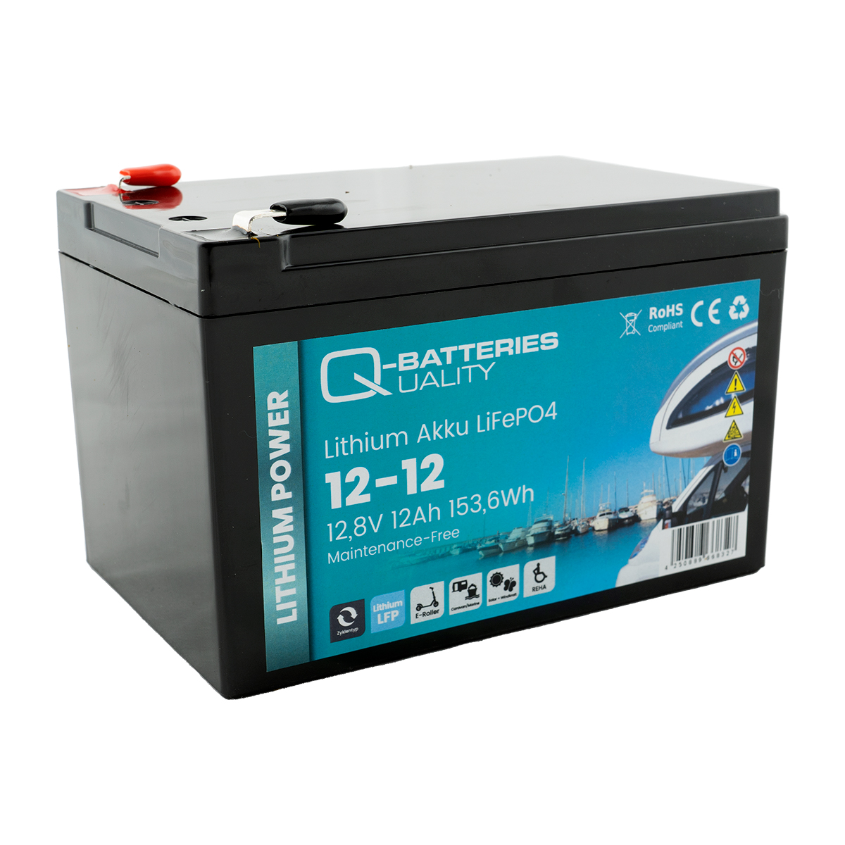 Quality Batteries Q-Batteries Lithium Akku 12-12, 8V 12Ah 153, 6Wh LiFePO4 Batterie