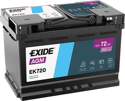 Exide EK720 Start-Stop AGM 12V 72Ah 760A Autobatterie