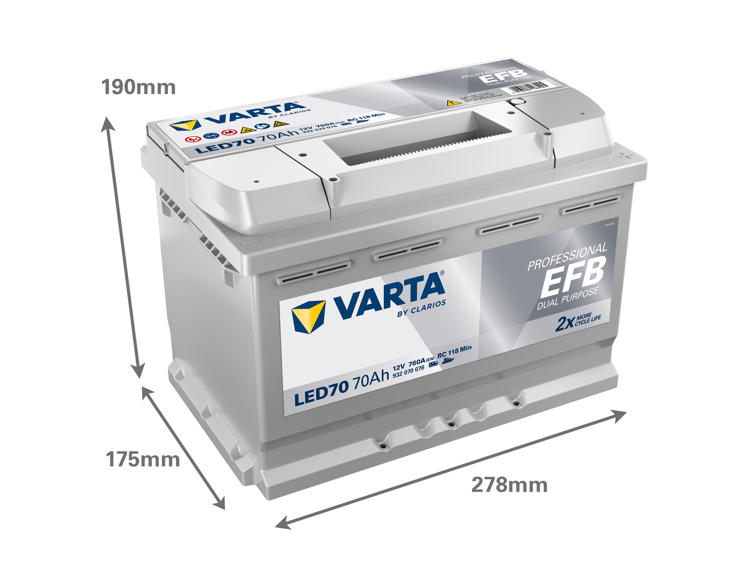 Varta LED70 Professional EFB 12V 70Ah 760A Wohnmobilbatterie