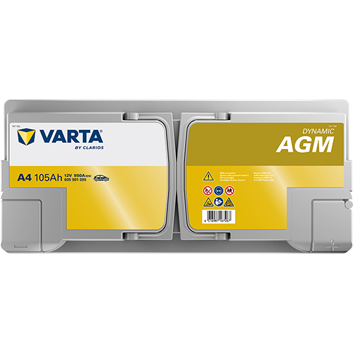 VARTA A4 Silver Dynamic AGM 12V 105Ah 950A Autobatterie Start-Stop 605 901 095