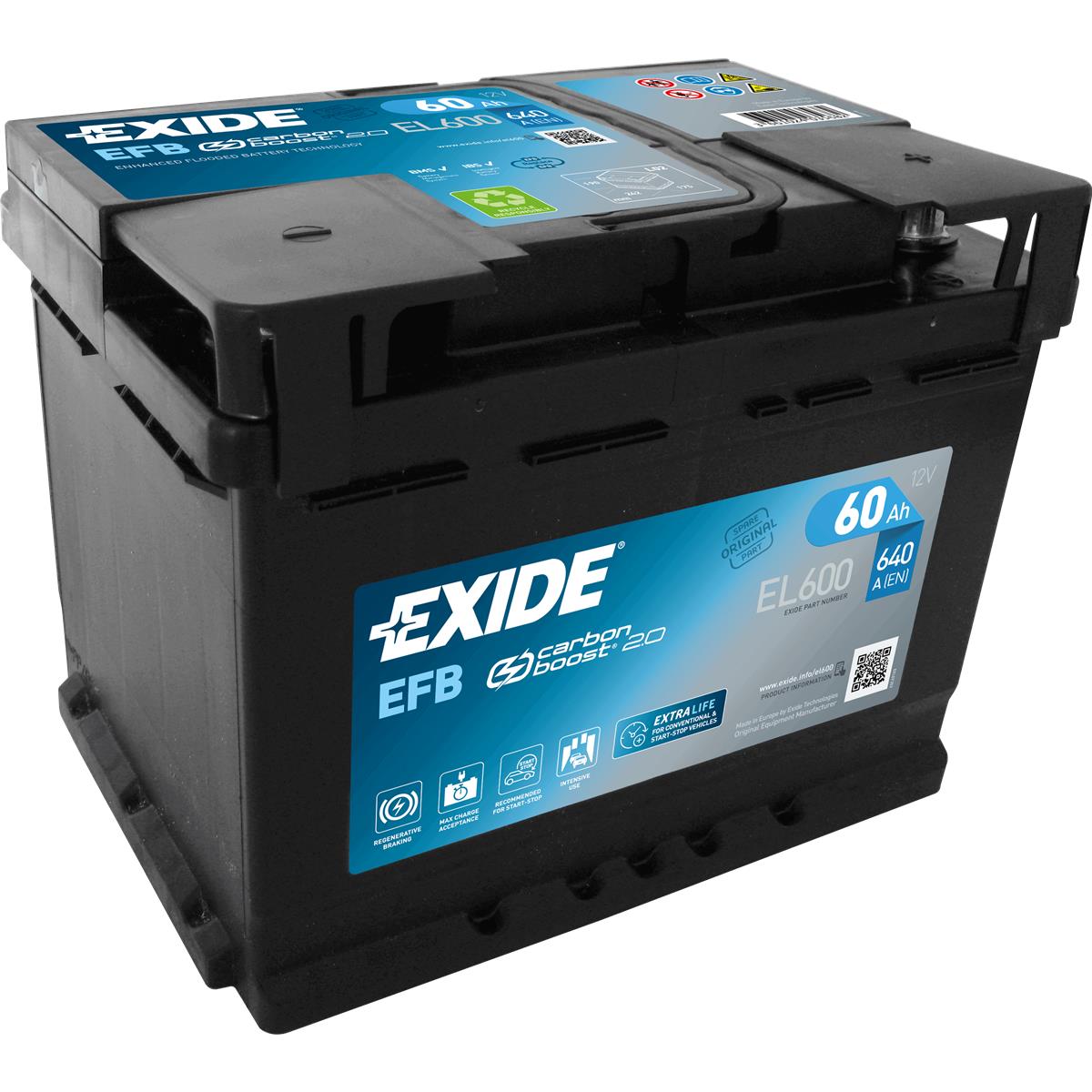 Exide EL600 Start-Stop EFB 12V 60Ah 640A Autobatterie Exide EL600 Start-Stop EFB 12V 60Ah 640A Autobatterie