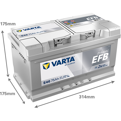 VARTA E46 Blue Dynamic EFB 12V 75Ah 730A Autobatterie Start-Stop 575 500 073