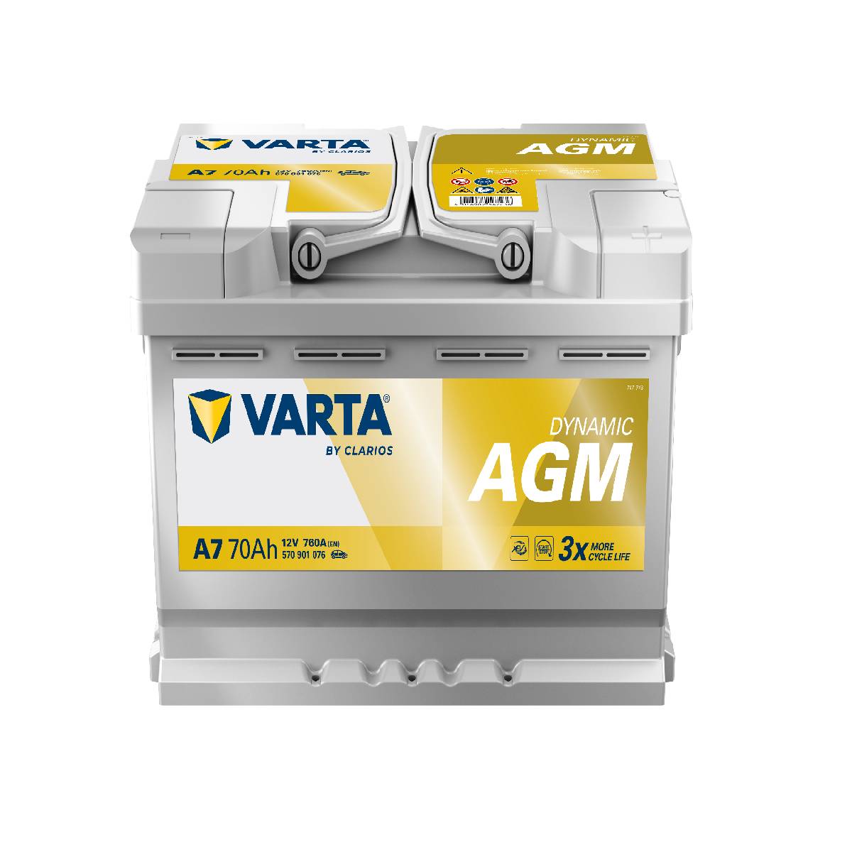 VARTA A7 Silver Dynamic AGM 12V 70Ah 760A Autobatterie Start-Stop 570 901 076
