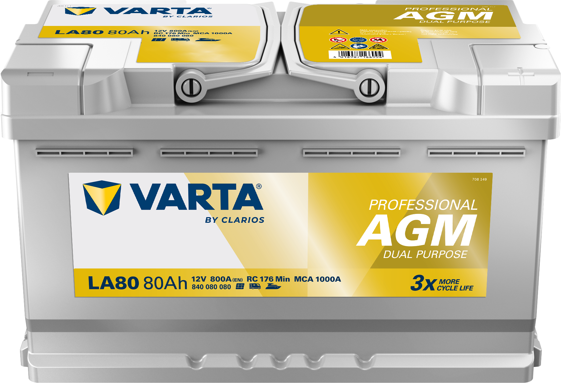 Varta LA80 Professional DP AGM Versorgungsbatterie 12V 80Ah 800A