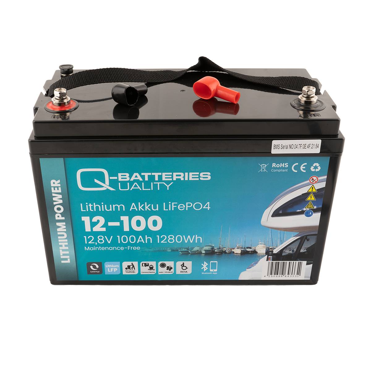 Q-Batteries Lithium Akku 12-100 12,8V 100Ah 1280Wh LiFePO4 Batterie mit Bluetooth  