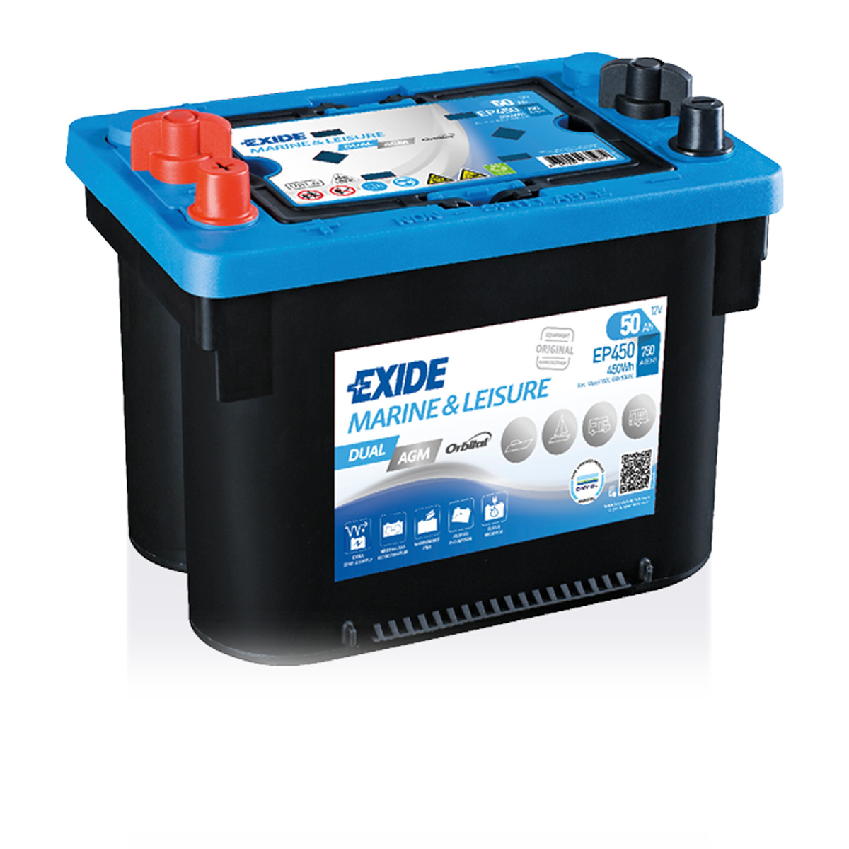 Exide EP450 Dual AGM Versorgungsbatterie Starterbatterie 12V 50Ah 450Wh Exide EP450 Dual AGM Versorgungsbatterie Starterbatterie 12V 50Ah 450Wh