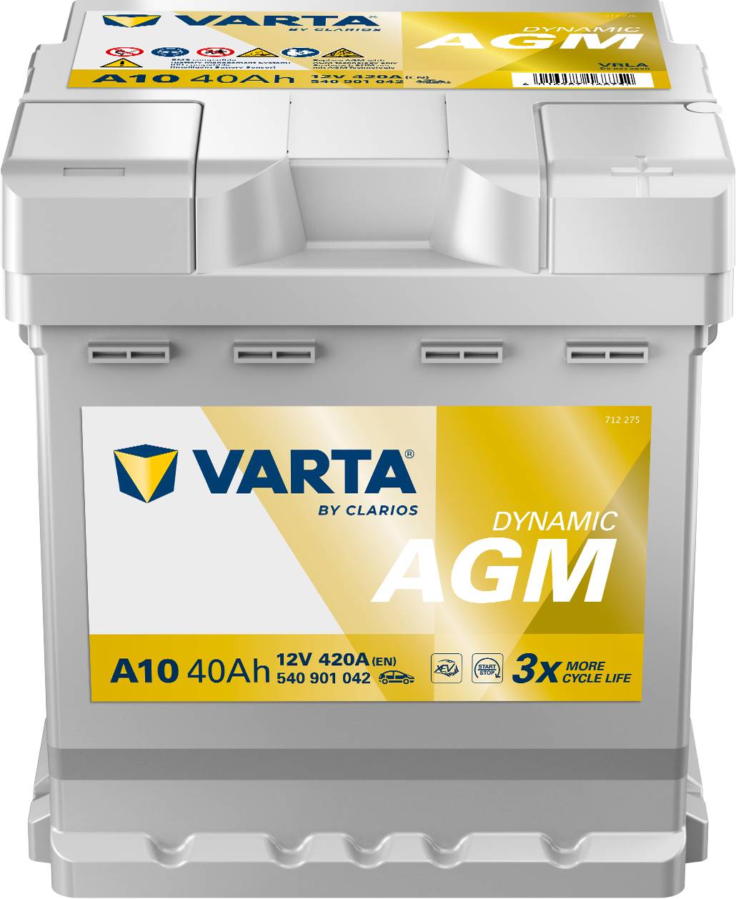 VARTA A10 Dynamic AGM 12V 40Ah 420A Autobatterie Start-Stop 540 901 042