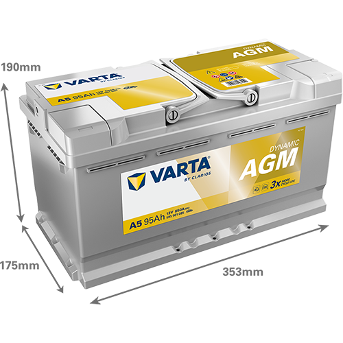 VARTA A5 Silver Dynamic AGM 12V 95Ah 850A Autobatterie Start-Stop 595 901 085