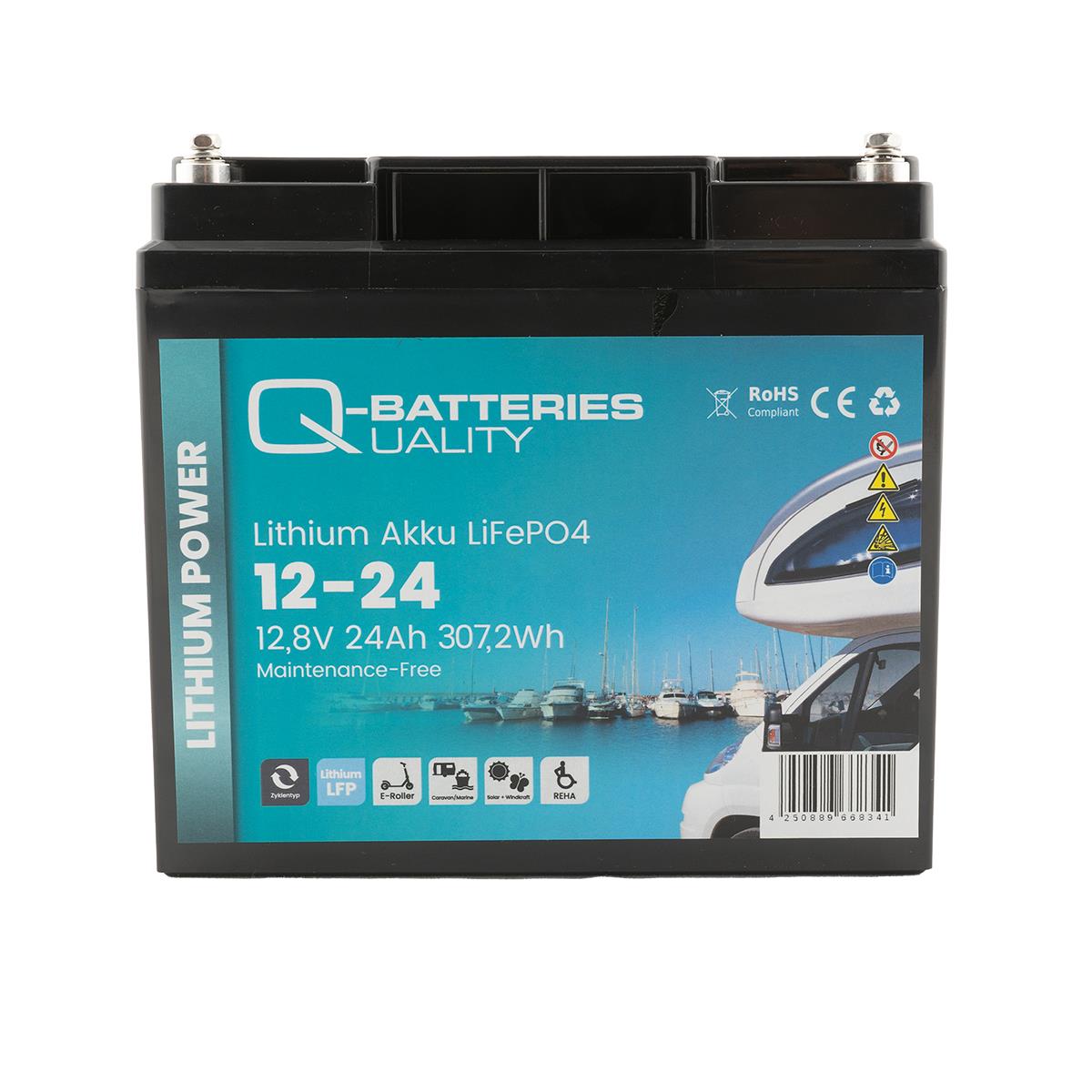 Q-Batteries Lithium Akku 12-24 12,8V 24Ah 307,2Wh LiFePO4 Batterie   