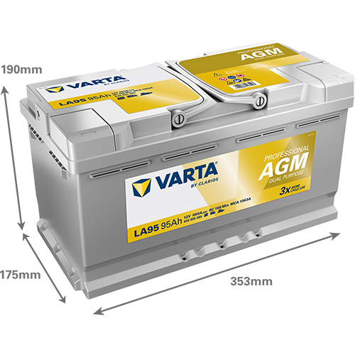 Varta LA95 Professional DP AGM Versorgungsbatterie 12V 95Ah 850A