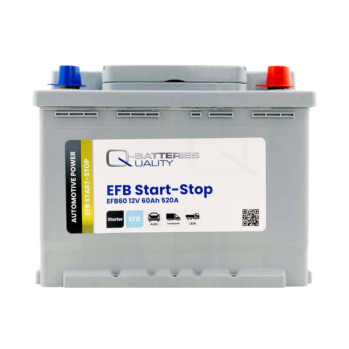 Q-Batteries Start-Stop EFB Autobatterie EFB60 12V 60Ah 520A