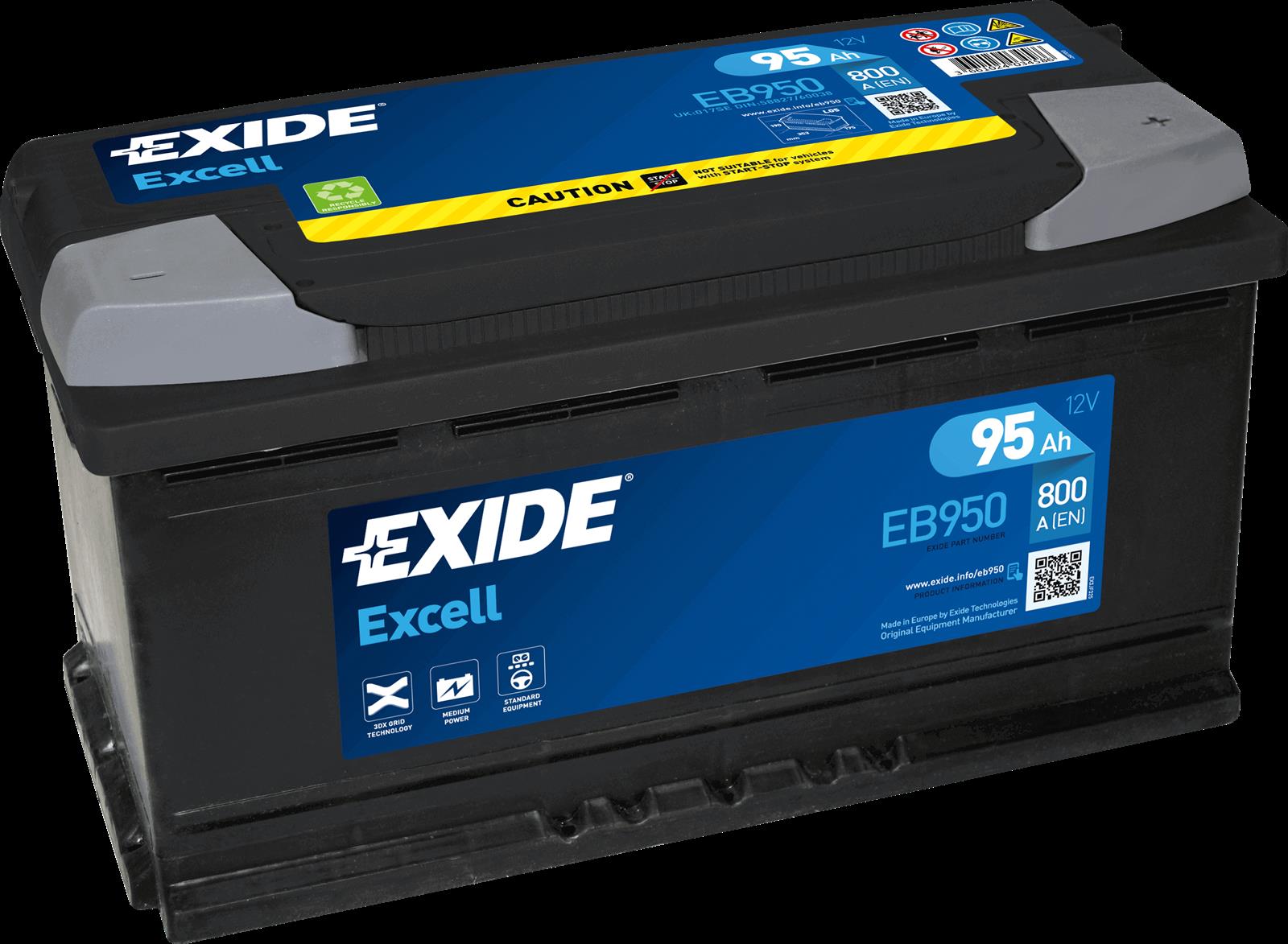 Exide EB950 Excell 12V 95Ah 800A Autobatterie Exide EB950 Excell 12V 95Ah 800A Autobatterie
