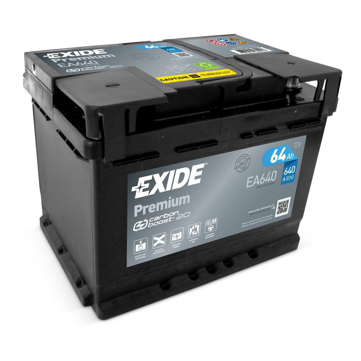 Exide EA640 Premium Carbon Boost 12V 64Ah 640A Autobatterie Exide EA640 Premium Carbon Boost 12V 64Ah 640A Autobatterie