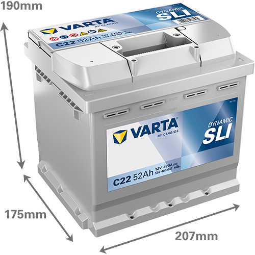 VARTA C22 Blue Dynamic 12V 52Ah 470A Autobatterie 552 400 047