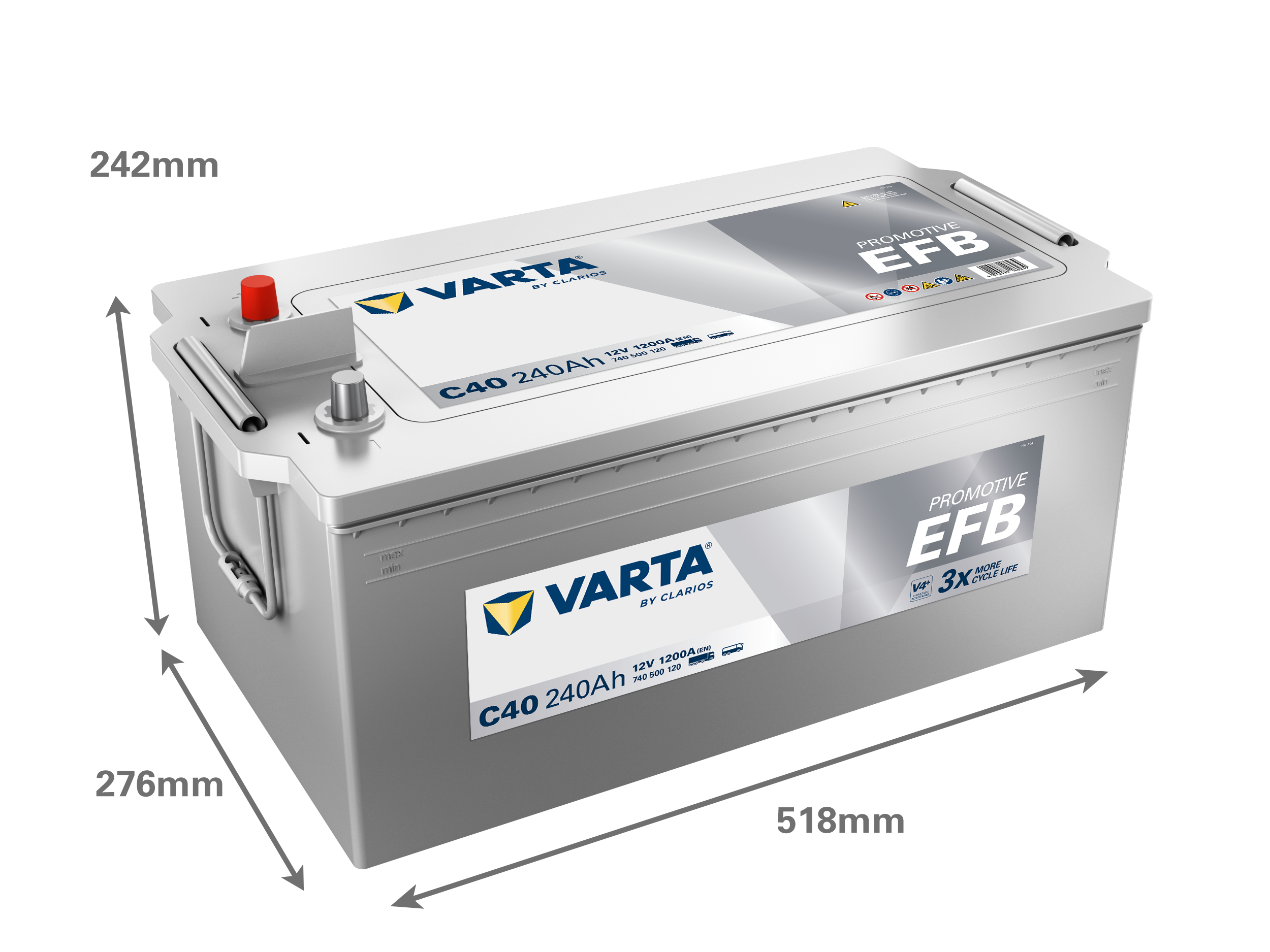 VARTA C40 ProMotive EFB 12V 240Ah 1200A LKW-Batterie 740 500 120