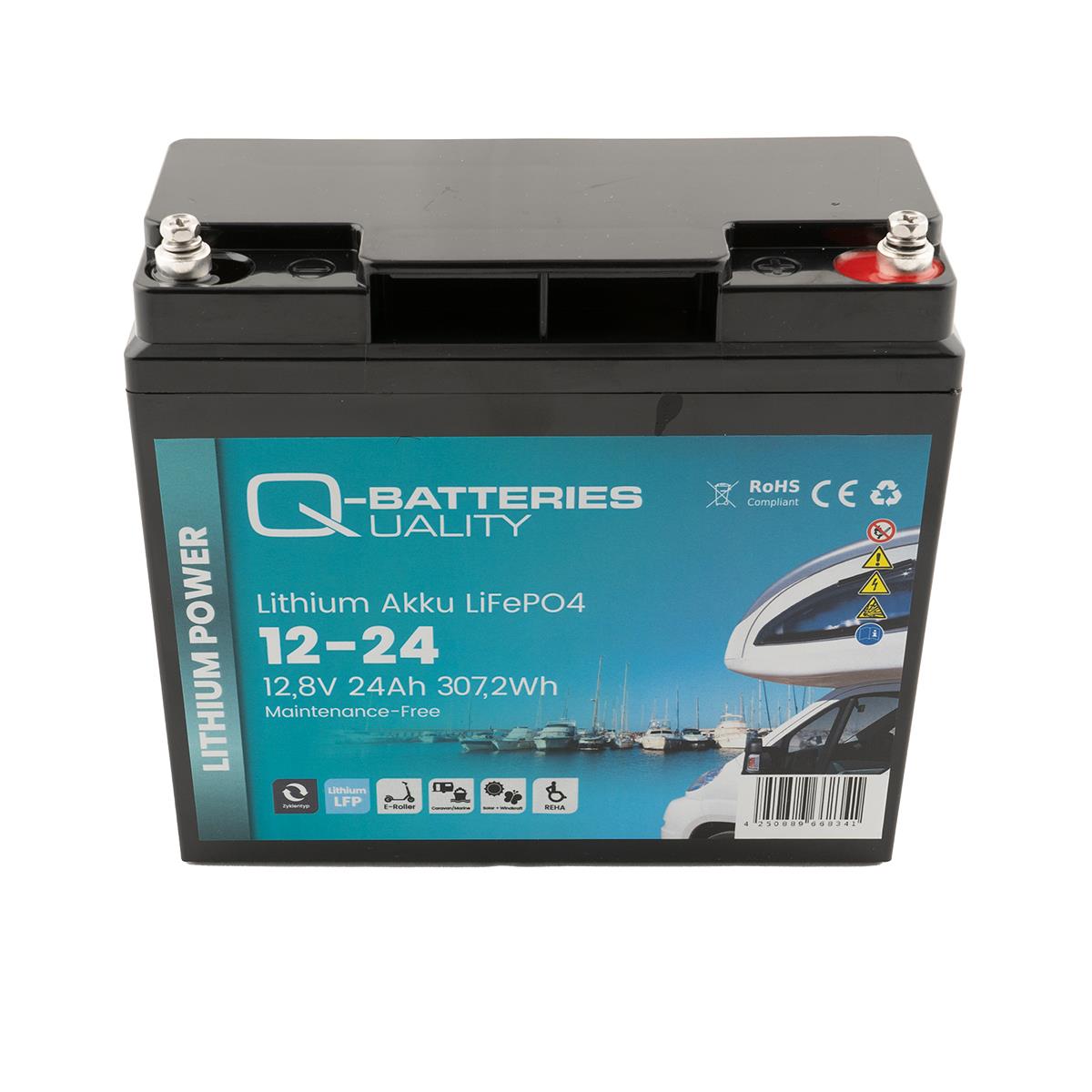 Q-Batteries Lithium Akku 12-24 12,8V 24Ah 307,2Wh LiFePO4 Batterie   