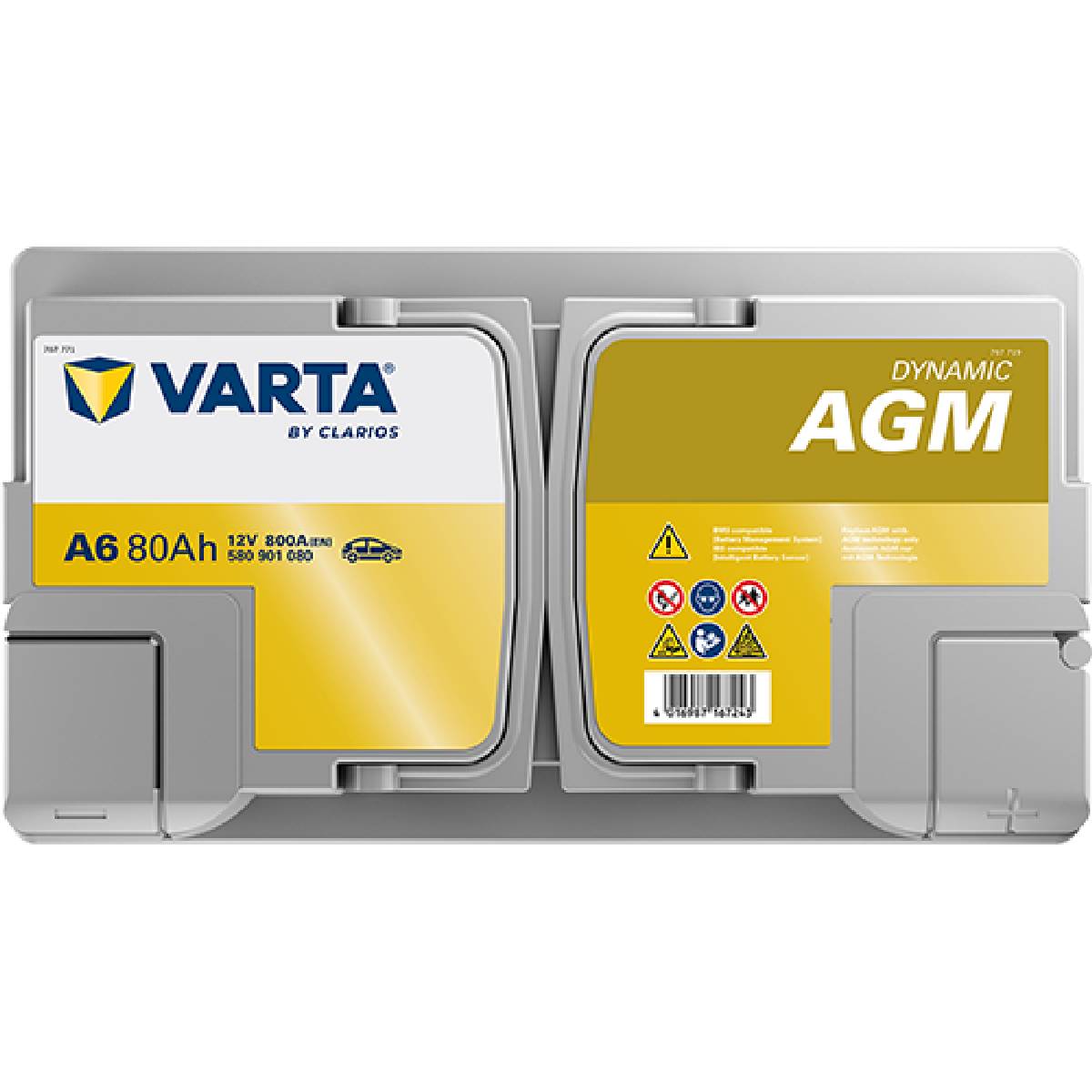 VARTA A6 Silver Dynamic AGM 12V 80Ah 800A Autobatterie Start-Stop 580 901 080