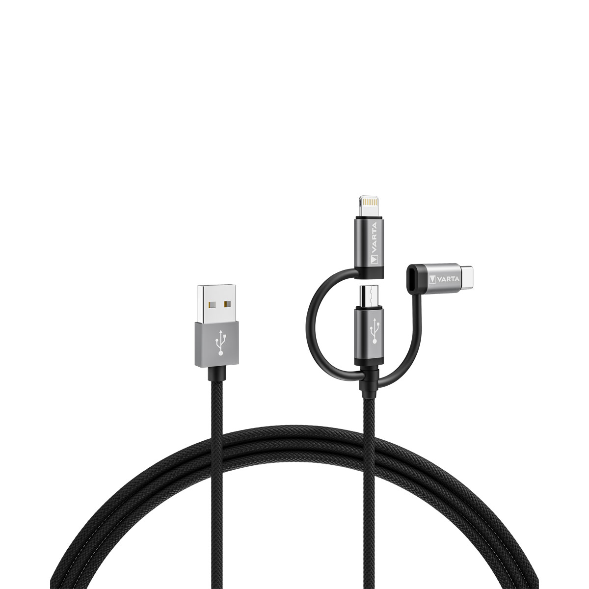 VARTA Speed Charge& Sync 3in1 Ladekabel Micro USB, USB-C, Lightning 2m für iPhone und iPad
