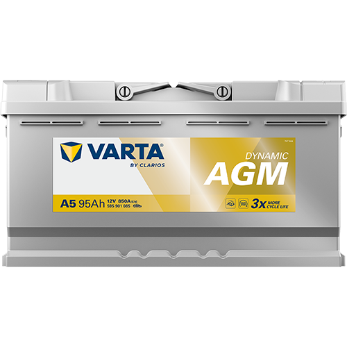VARTA A5 Silver Dynamic AGM 12V 95Ah 850A Autobatterie Start-Stop 595 901 085