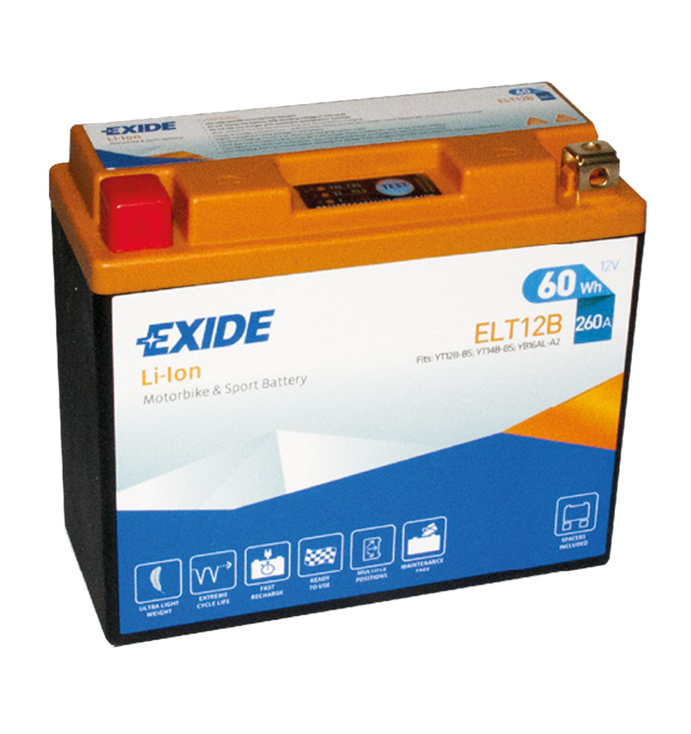 Exide ELT12B Li-Ion Lithium Motorradbatterie 12V 5Ah 260A Exide ELT12B Li-Ion Lithium Motorradbatterie 12V 5Ah 260A
