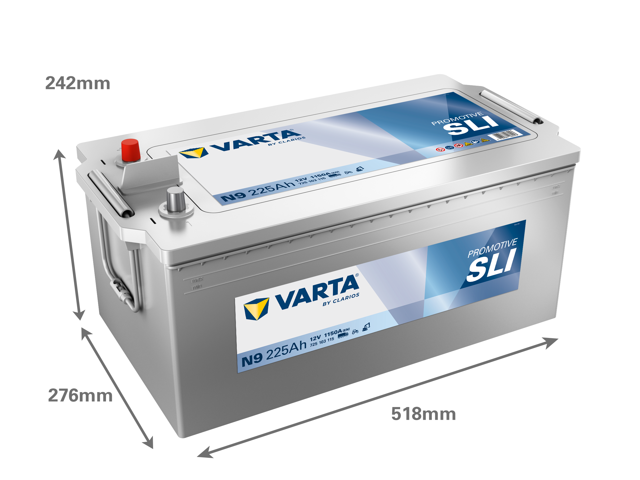 VARTA N9 ProMotive Super Heavy Duty 12V 225Ah 1150A LKW Batterie 725 103 115