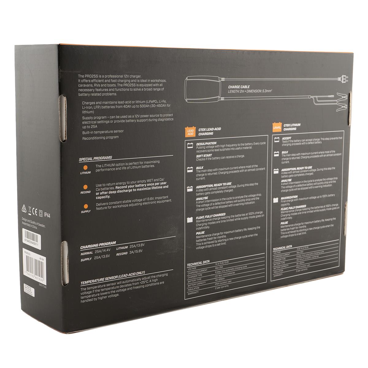 CTEK PRO25S Batterie Ladegerät 25A für Blei- und Lithium-Batterien 