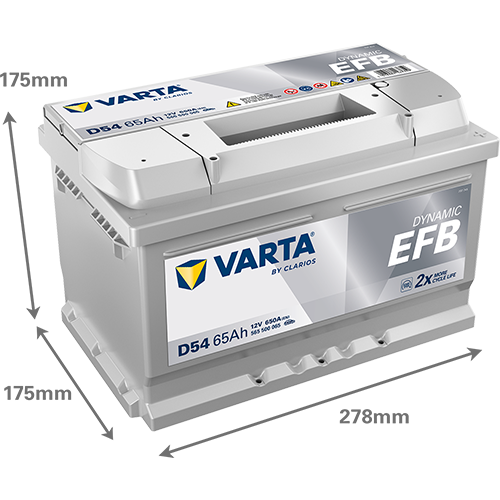 VARTA D54 Blue Dynamic EFB 12V 65Ah 650A Autobatterie Start-Stop 565 500 065