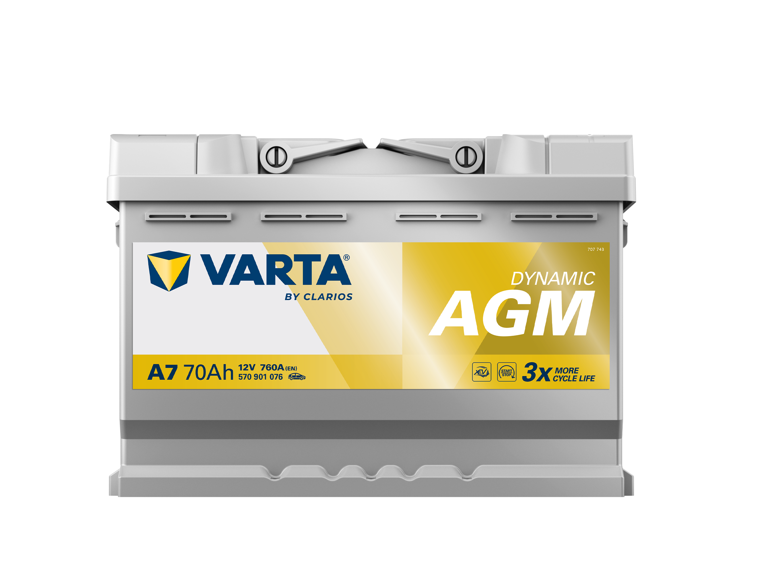 VARTA A7 Silver Dynamic AGM 12V 70Ah 760A Autobatterie Start-Stop 570 901 076