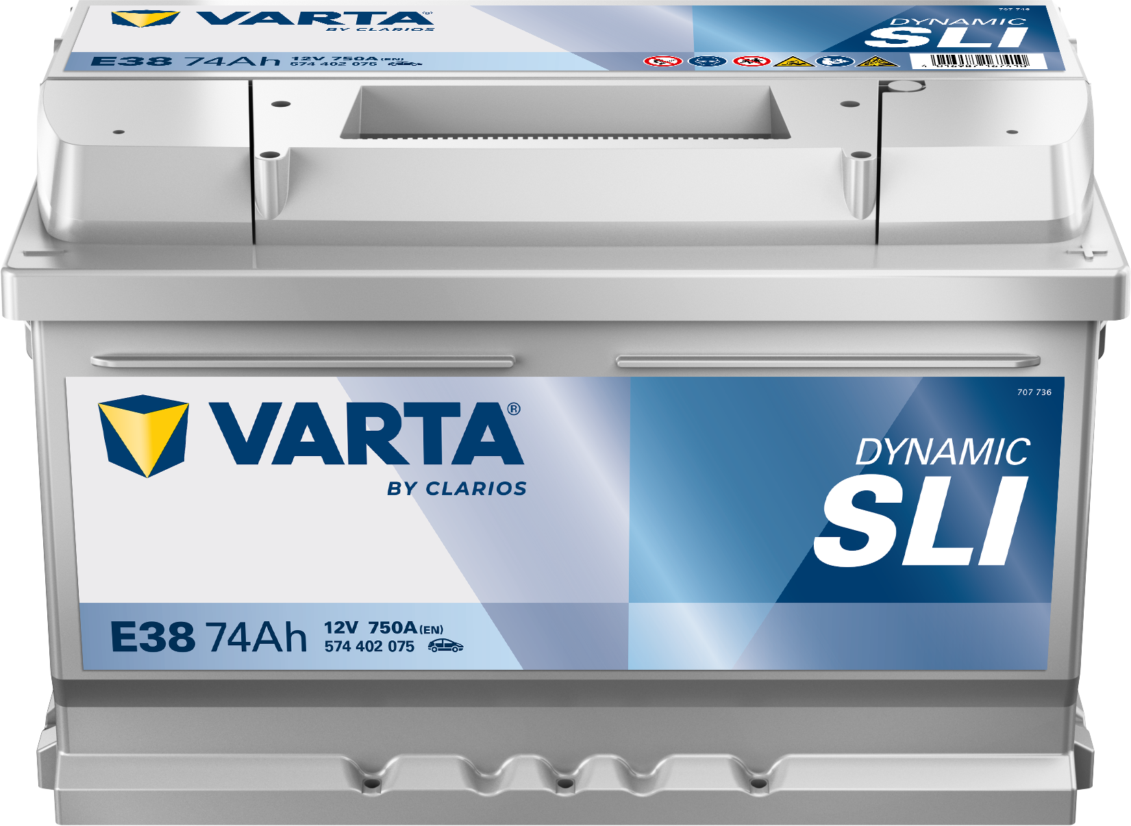VARTA E38 Silver Dynamic 12V 74Ah 750A Autobatterie 574 402 075