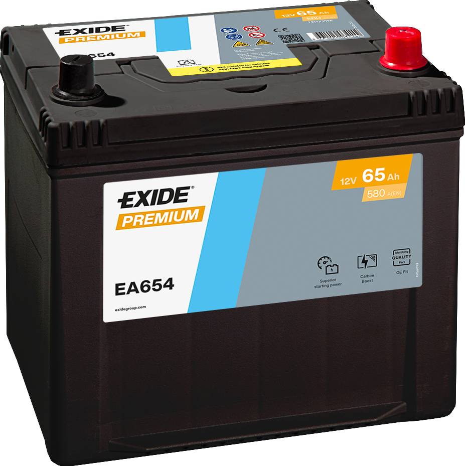 Exide EA654 Premium Carbon Boost 12V 65Ah 580A Autobatterie