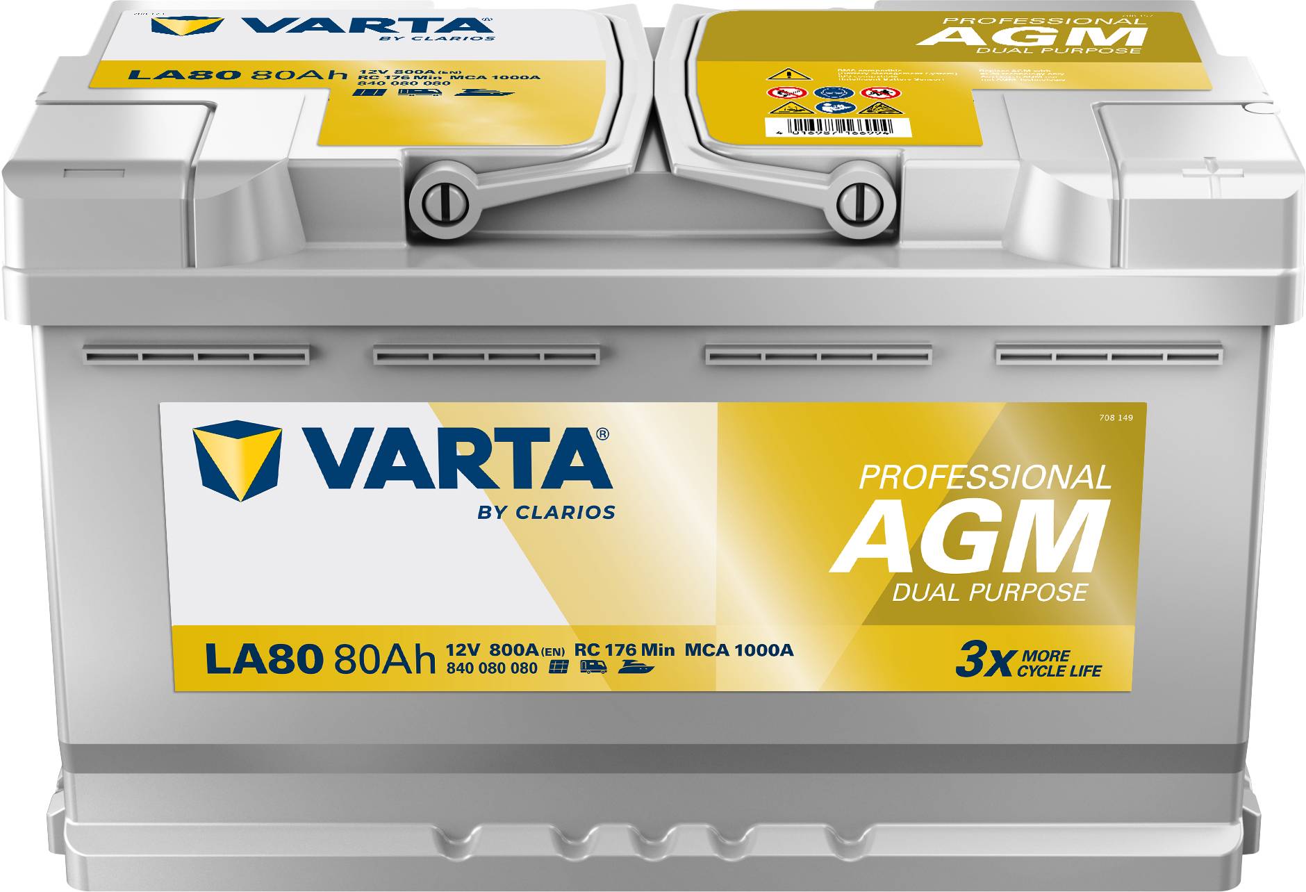 Varta LA80 Professional DP AGM Versorgungsbatterie 12V 80Ah 800A